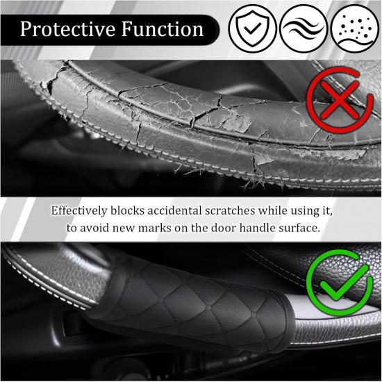 2PCS Car Door Handle Cover,Soft Interior Car Door Handle Scratch Protector with Magic Stick,Universal Cars Grab Handles Cover Cars Interior
