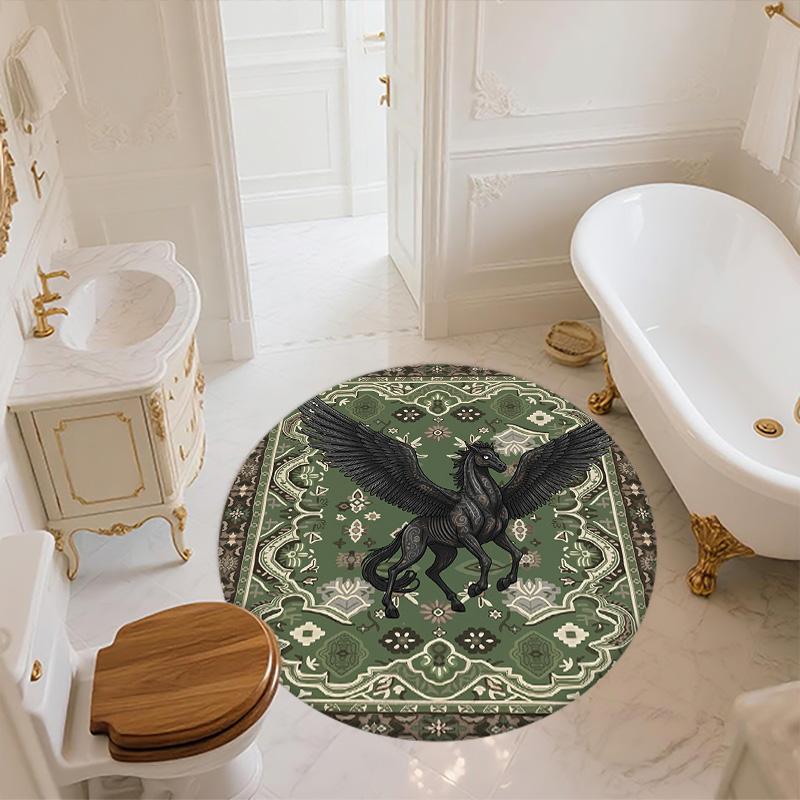 Vintage Pattern Animals,Round Area Rug,Carpet Rug for Living Room Bedroom Sofa Playroom Decor,Non-slip Floor Mat