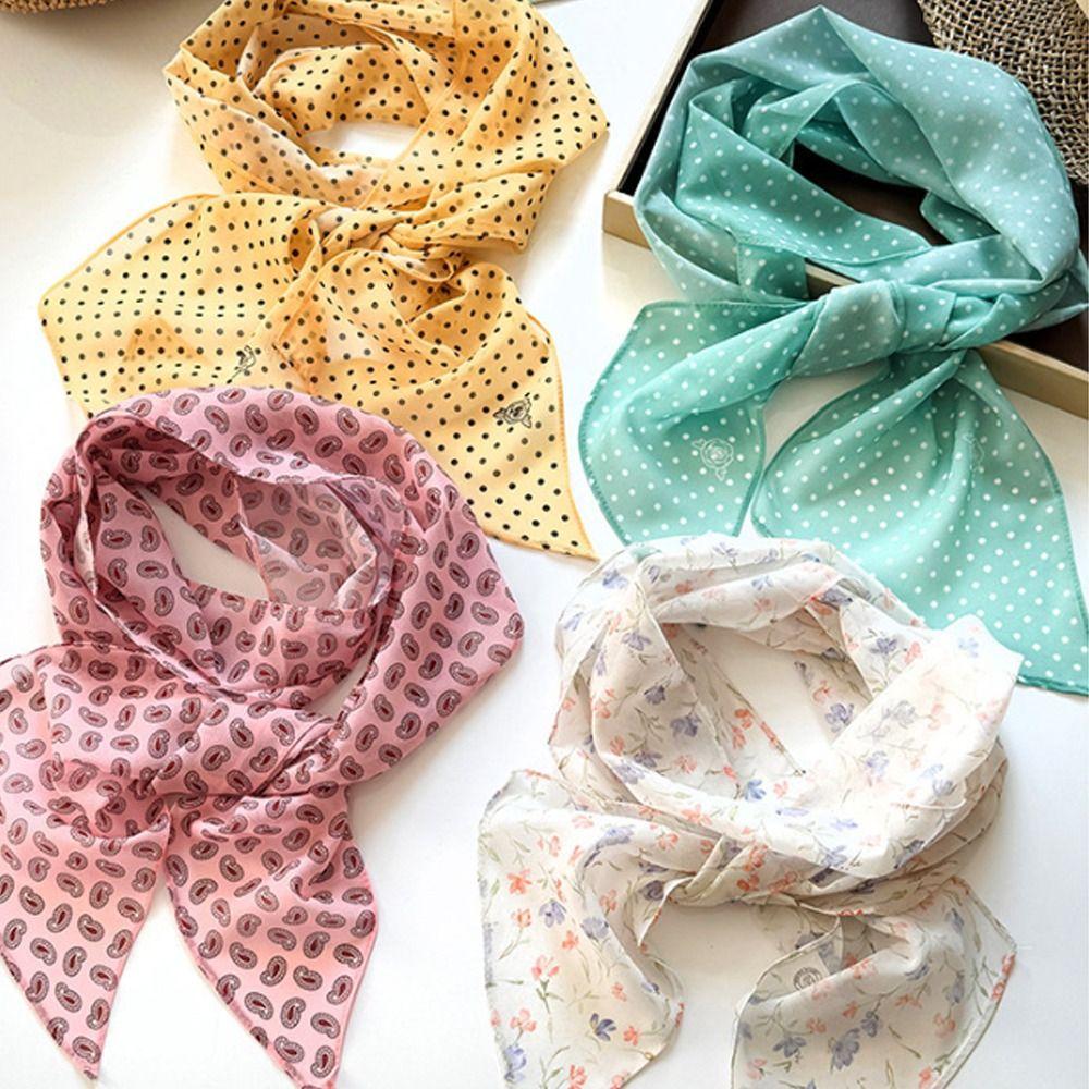 Creative Gift Polka Dot Pattern Floral Long Scarf Lightweight Decorative Belt Performance Props Polyester Handbag Accessories