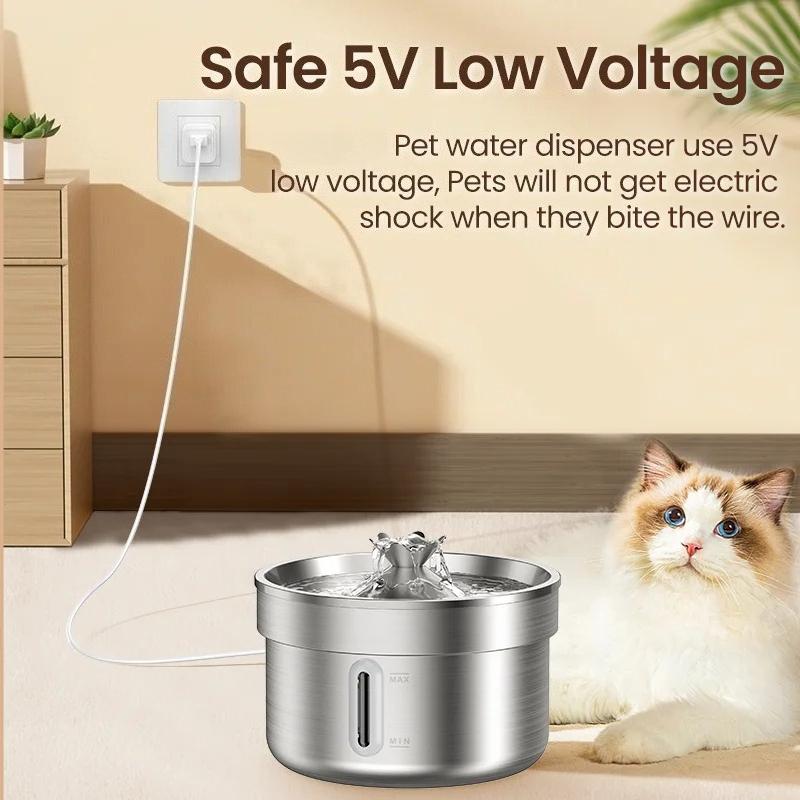 Stainless Steel Pet Drinking Fountain Automatic Cat Water Fountain Smart Pet Water Dispenser for Dog Cat Drinking Supply