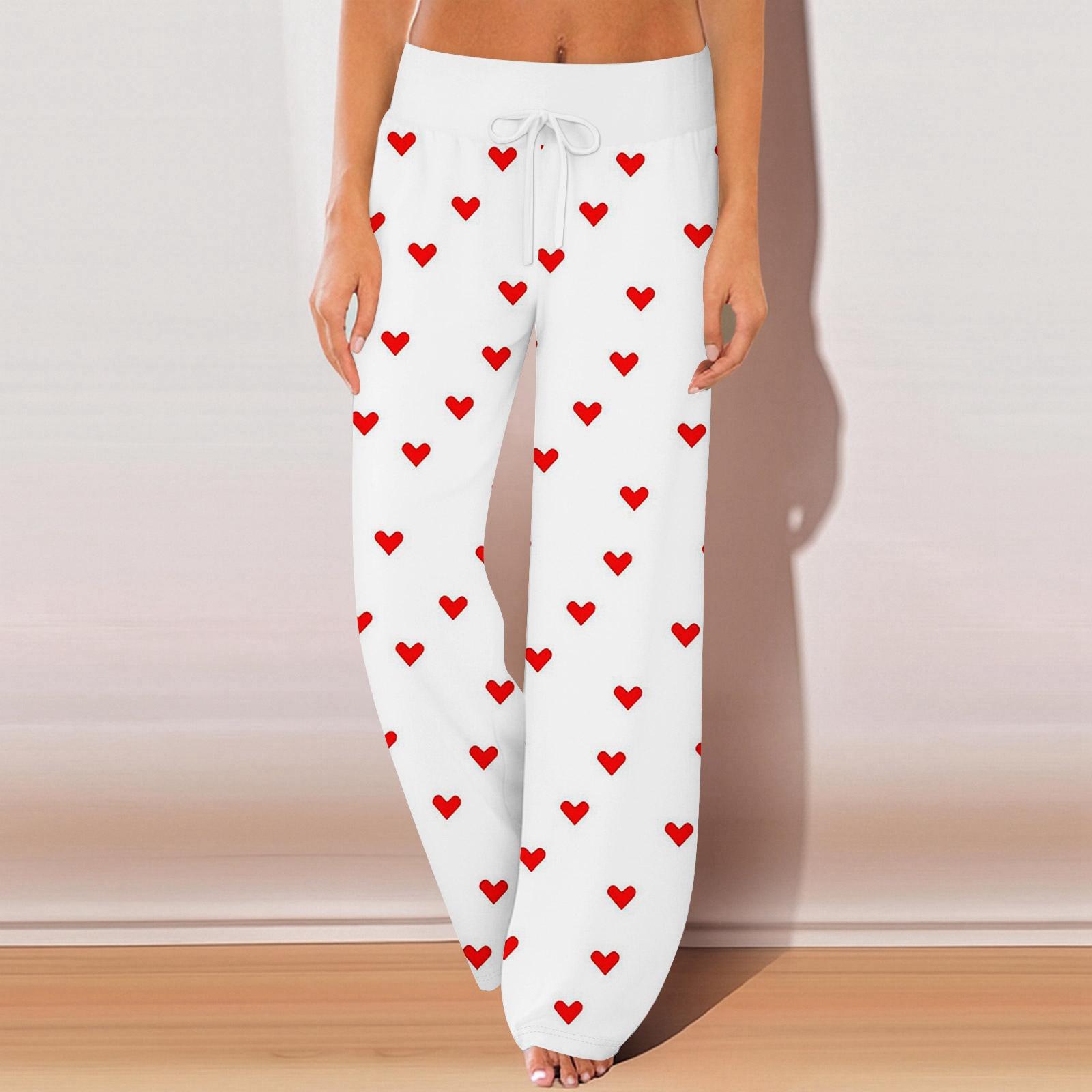 

Womens Pajama Pants Sleepwear Casual Drawstring Elastic Waist Pants Comfy Straight Yoga Loose Trousers S белый