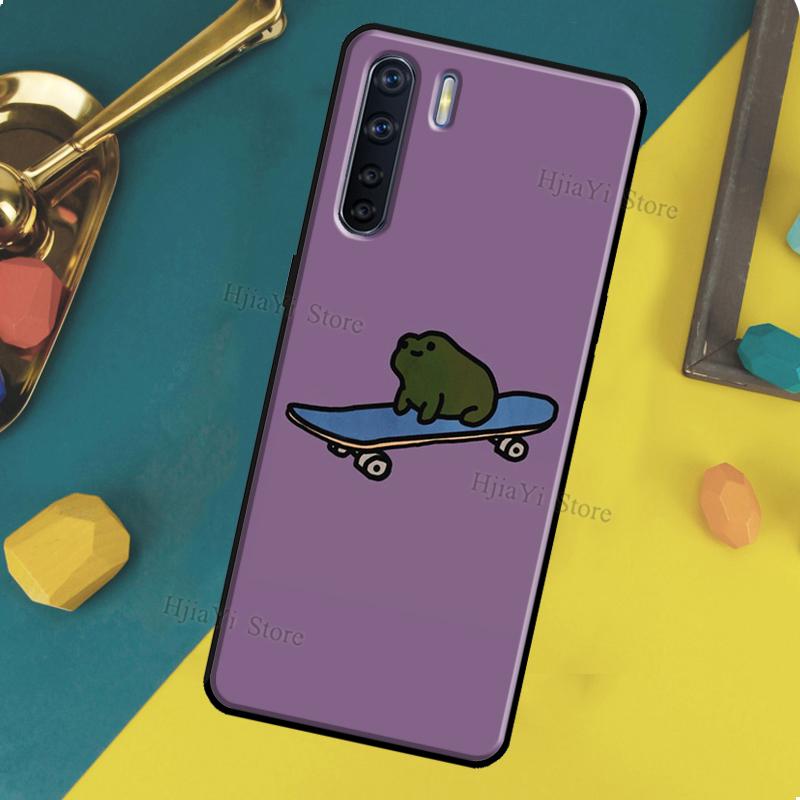 Cute Cartoon Frog Case For OPPO A96 A76 A16 A94 A74 A54 A77 A17 A16 A52 A72 A91 A93 A5 A9 A31 A53 A57s Cover
