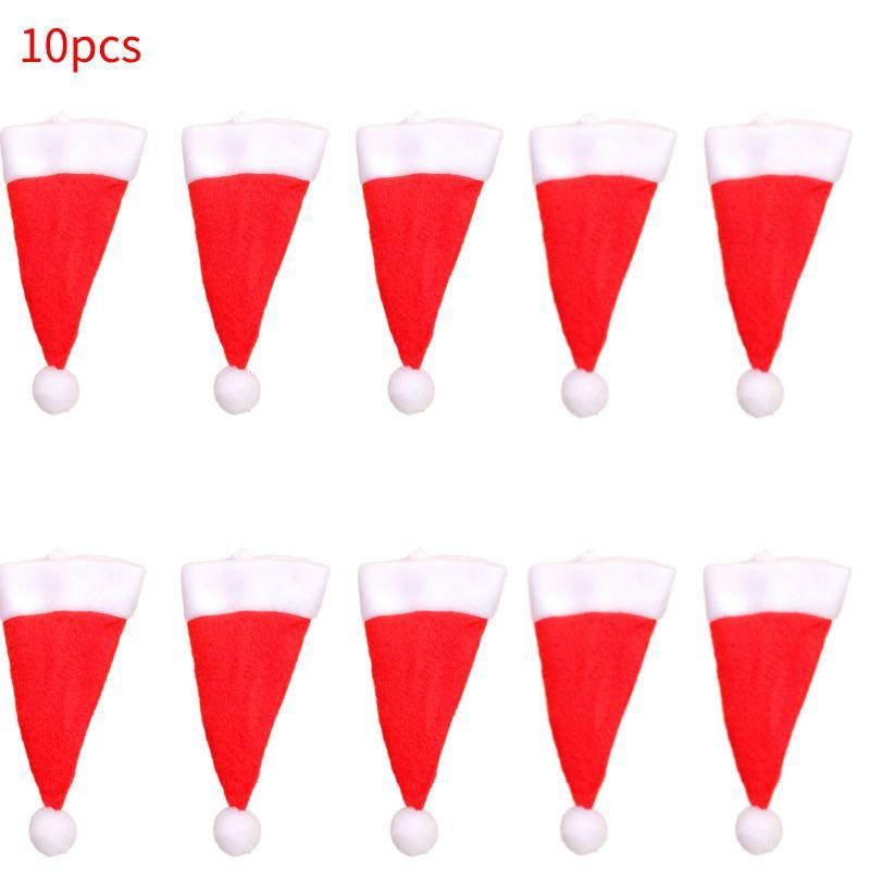 

Christmas Mini Decoration Santa Hat Plush Fork And Sheath Merry Xmas Cap