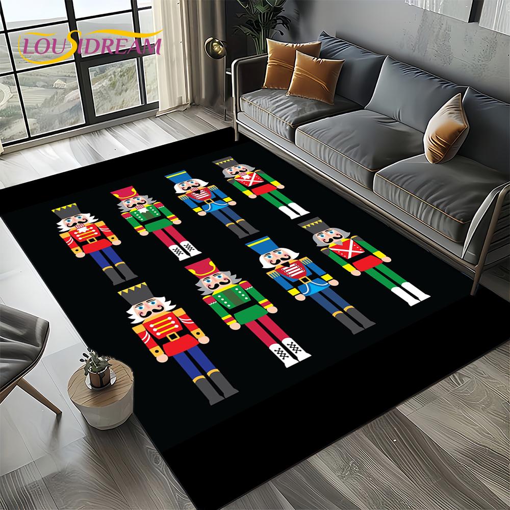 Christmas Tree New Year Nutcracker Cartoon Fairy Tales Carpet Rug for Living Room Bedroom Home Sofa Decoration,Kids Floor Mat