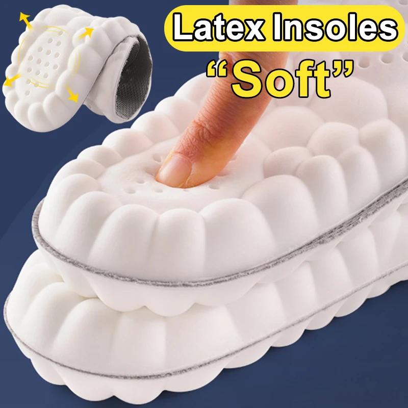 4D Ortopediska Inläggssulor Minnesskum Latex Sportinlägg för Skor Sula Stötdämpning Löpning Andningsbara Deodoriserande Mjuka Skosulor