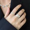 S sterling silver irregular pleated texture open ring simple ins index finger ring
