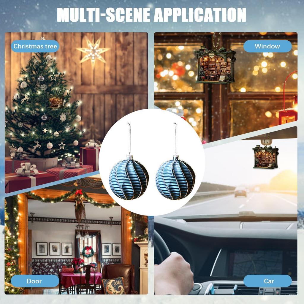 Christmas Tree Balls 2 Pieces Decoration Pendant 8cm Vintage Christmas Decorations For Indoor Outdoor Party Home Family Friends