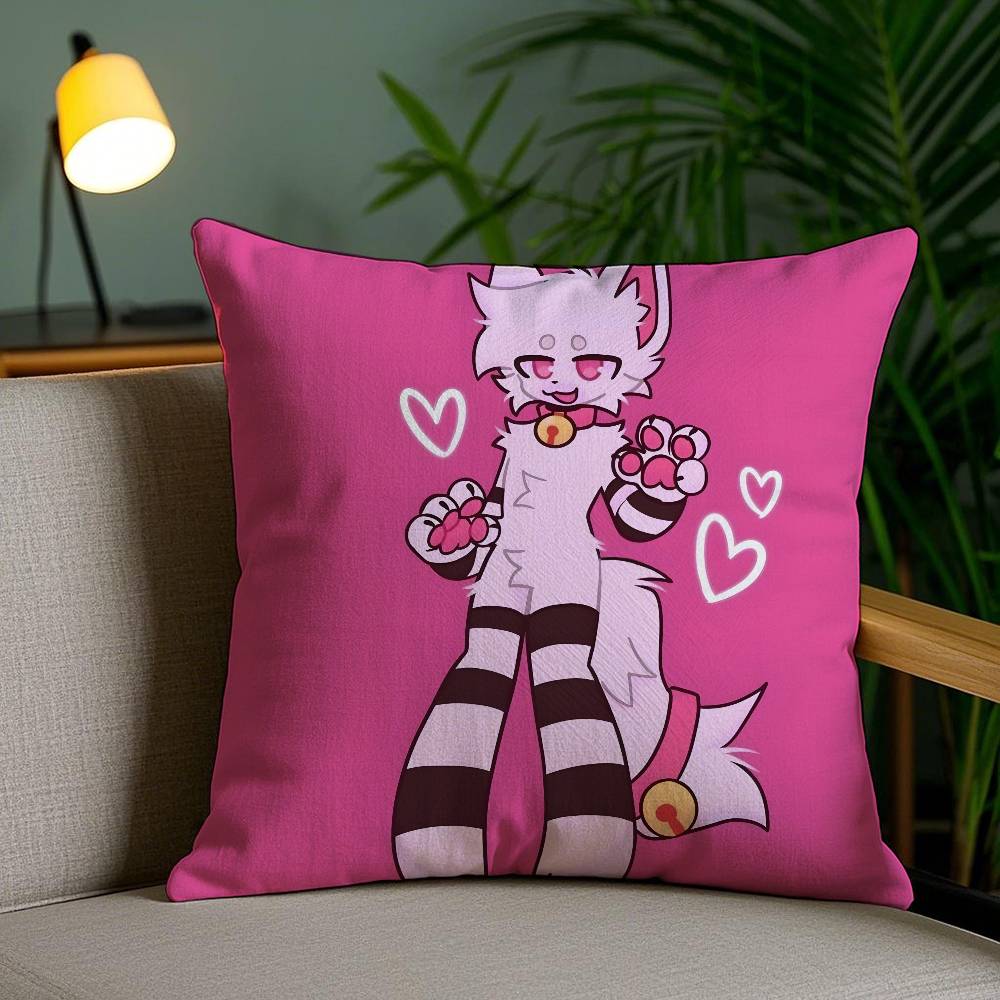 Cute Cartoon Beautiful Cat Boykisser Pillow Case Anti-dustmite Pillowcase Invisible Zipper Silky Short Plush Sofa Cushion Cover