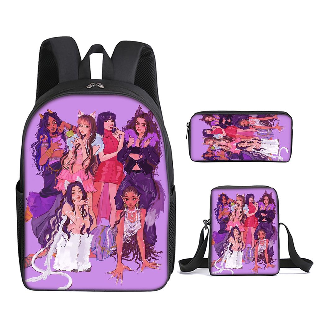 Fashion Novelty Kpop Katseye 3D Print 3pcs/Set pupil School Bags Laptop Daypack Backpack Inclined shoulder bag Pencil Case
