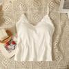 New Lace Back Strappy Tank Top with Fixed Cup and Chest Pads