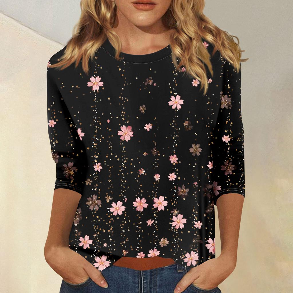Damen 3/4-Ärmel Shirts Grafik-T-Shirts Shirts Lässige Basic-Tops Pullover