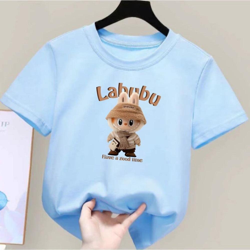 Cartoon Anime Labubu Printed T-shirt Women's Short-sleeved Loose Casual Top Couple Summer