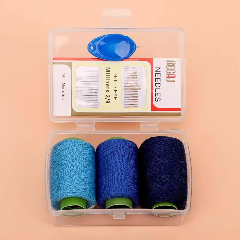 Black & White DIY Sewing Thread and Needle Set for Mending and Handcrafts