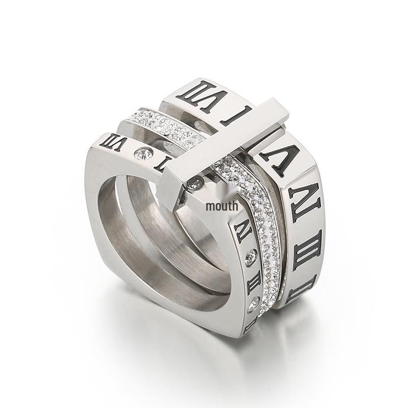 Römisch inspirierter galvanisierter Titanstahl Buchstabenring