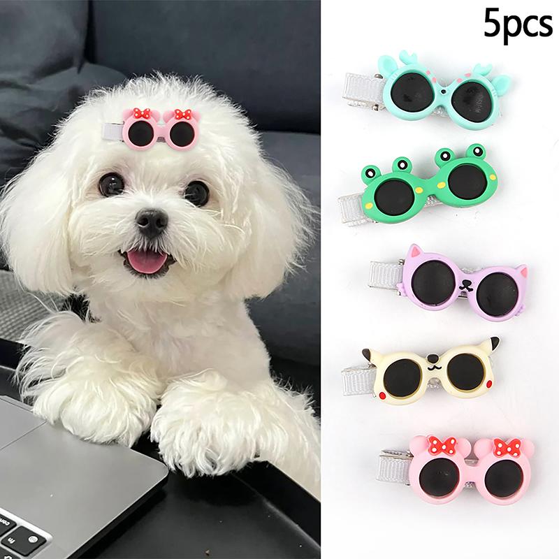 

5 шт. креативные заколки для волос для собак, заколки для солнцезащитных очков, заколки для волос для домашних животных, аксессуары для ухода за собаками, симпатичная заколка для волос для собак в форме очков