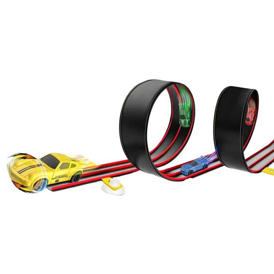 Race Car Track Toy Set Flexible Rail Car Track Tough Suction Cup Bendable Loopable Kids Car Toy Adhesive Rail Car Play Kit