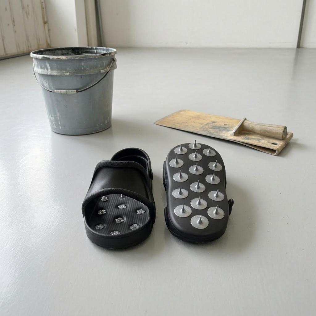 Low-Arch Studded Floor Shoes with Heel Strap Slip-Resistant Work