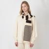 Winter new striped knitted scarf women's warm and versatile couple wool long scarf