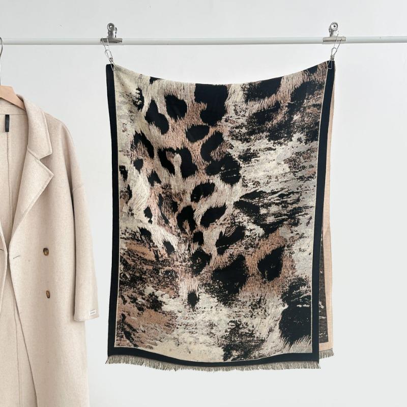 Autumn and winter new double-sided color oil painting series imitation cashmere thickened warm scarf women's air conditioner shawl