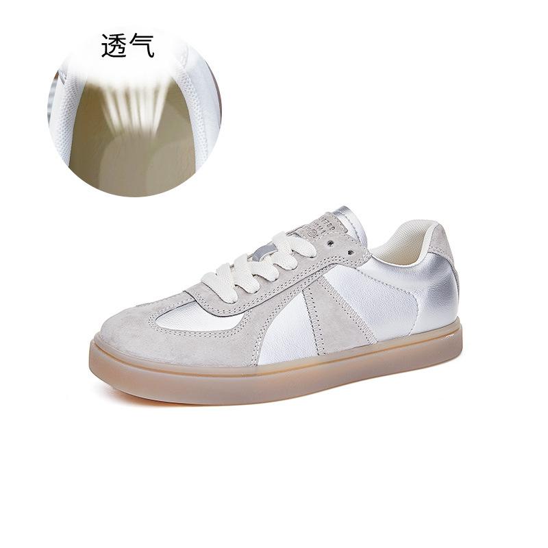 New leather German training shoes women's 2025 spring light sports shoes women's single shoes casual Forrest Gump shoes versatile women's shoes