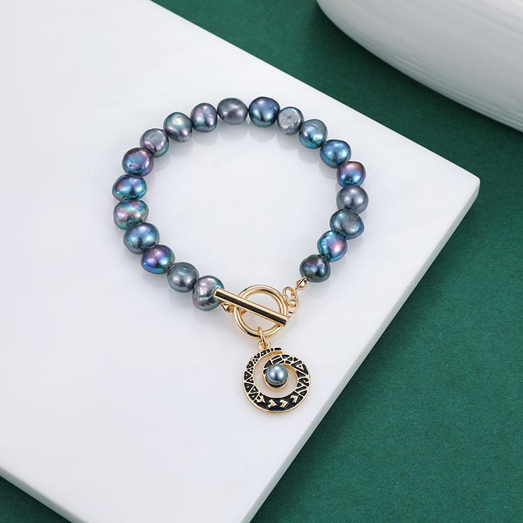 Vintage Black Freshwater Pearl 18k Gold-plated Bracelet and a Natural Freshwater Pearl Bracelet for Women Fashion