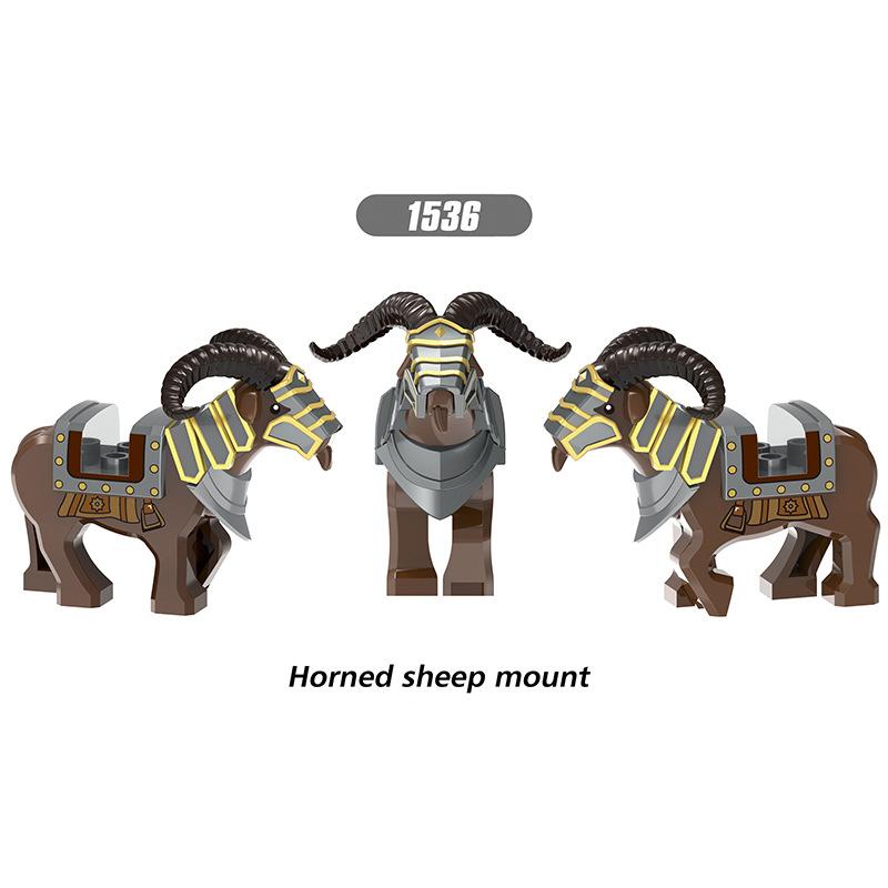 Classic Medieval War Series Wild Boar Horned Sheep Mounts Building Blocks Evil Dwarf Animals Mount DIY Bricks Toys For Kids Gift