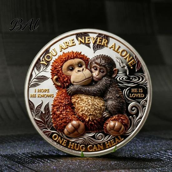 Encouragement Token Emotional Support Coin Inspirational Monkey Challenge Pocket Double?Sided Collectible for Friends Family Motivation Keepsake