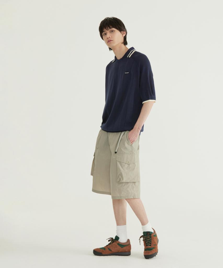COVERNAT Bermuda Cargo Nylon Shorts Khaki Beige