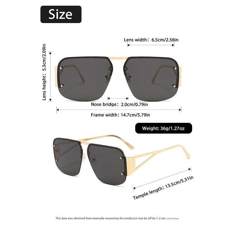 New European and American fashion frameless sunglasses women's large frame metal frame high-end men's sunglasses tide