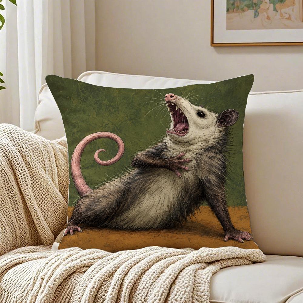 Farmhouse Style Modern Opossum Cushion Cover Organic Short Plush Cushion Covers Machine Washable Wrinkle-Resistant Soft Durable