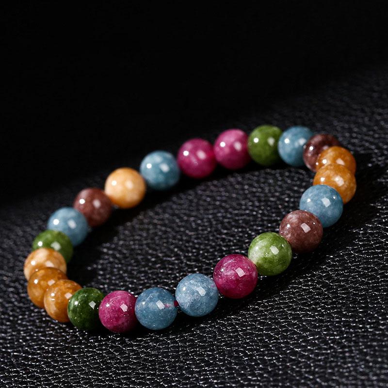 Natural Stone Bracelet Colorful Agate Beads Bracelet for Women 8mm Stretch Elastic Healing Crystal Jewelry
