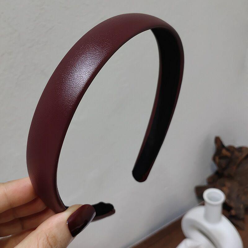 Ruoshui Vintage Pu Leer Haarband Effen Bezel Hoofdband Hoep Meisjes Antislip Turban Mode Haaraccessoires black