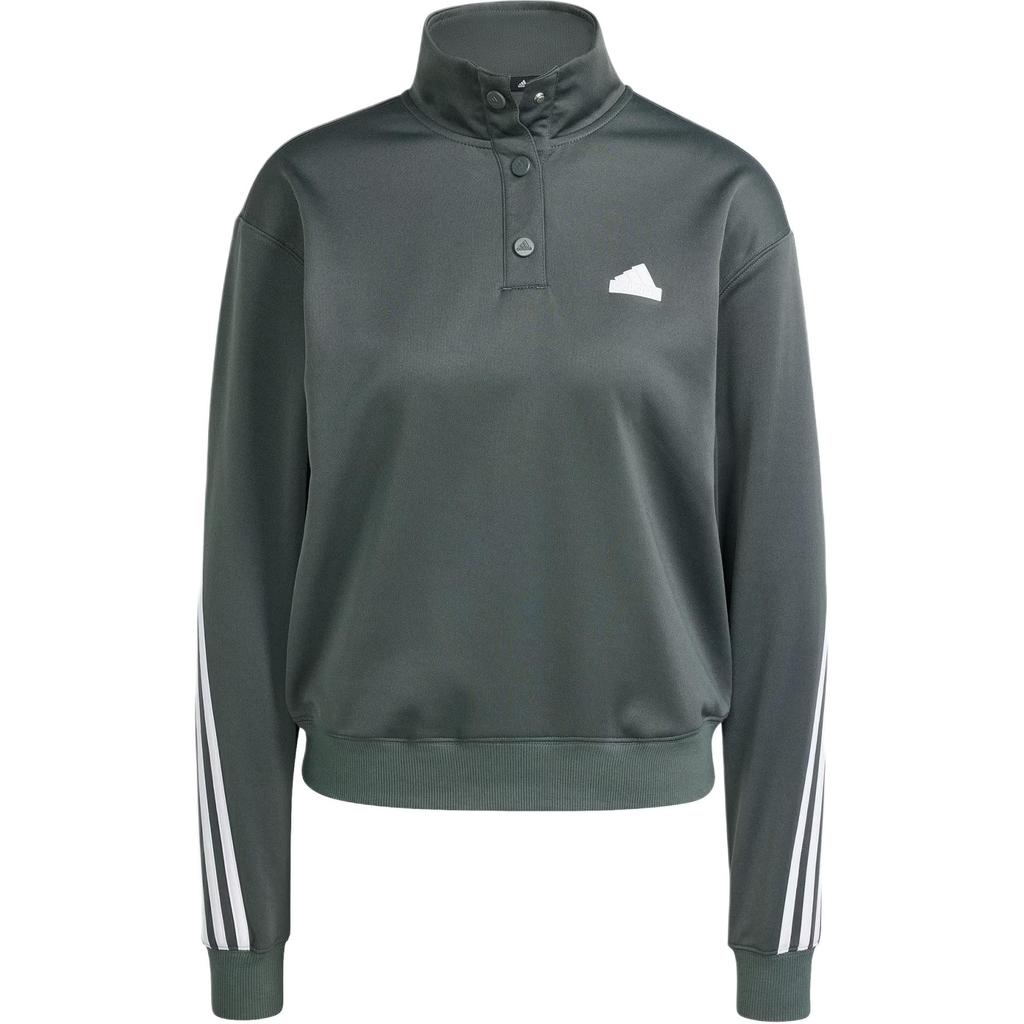 Adidas Iconic Wrapping Track Jacket American Vintage Half-Zip Sports Casual Long Sleeve Striped Logo Print Sweatshirt Women Jackets Green IT4825