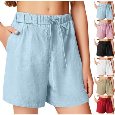 Été Enfants Grands Enfants Couleur Unie Shorts de Sport Décontractés Avec Poche Taille Élastiquée
