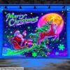 Christmas Dark Santa  Reindeer Fluorescent Tapestry Outer Space UV BlackLight Tapestry, Wall Hanging For Living Room Bedroom Office Home Decor