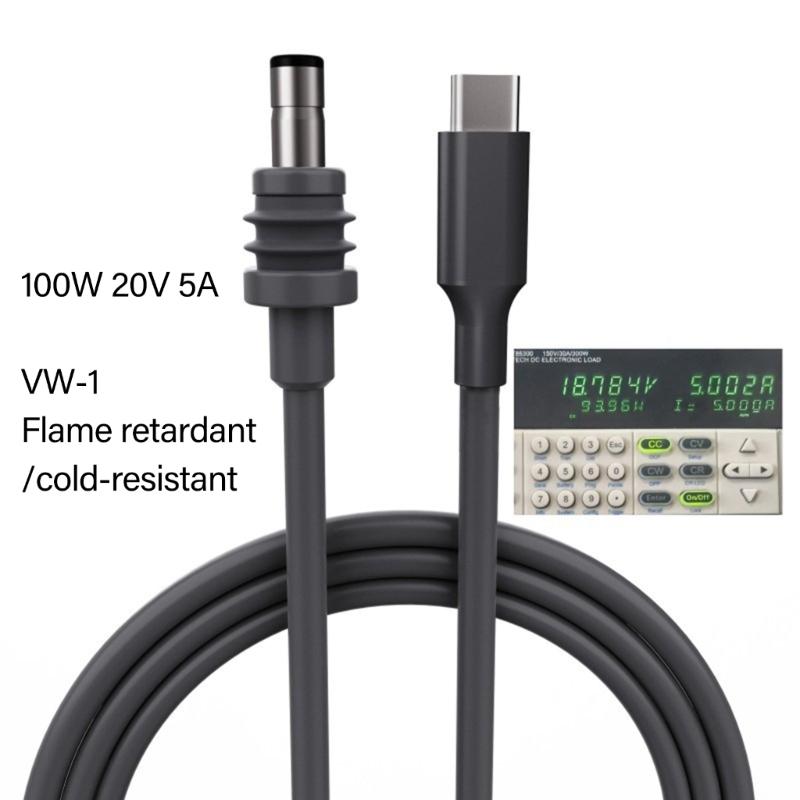 USB Type C to Barrels Power Cord for Mini Waterproof Charging Cable with PD100W Support