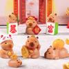 Miniature Capybara Figurines Set of 7 Tiny Resins Animals Statues for New Year or Birthday Decoration Attracting Wealth