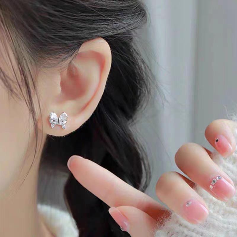 Beixi S925 Silver Butterfly Stud Earrings for Women - Lightweight Luxury Niche Design
