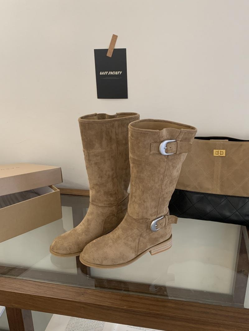 

Pile boots women s 2025 new retro babes nude buckle boots medium boots thick heel knight boots 39 хаки