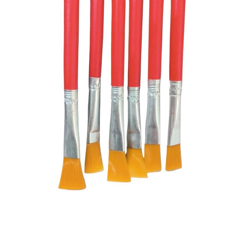 Red Handle Nylon Bristle Flat Oil Paint Brush for Gouache, Watercolor & Acrylic