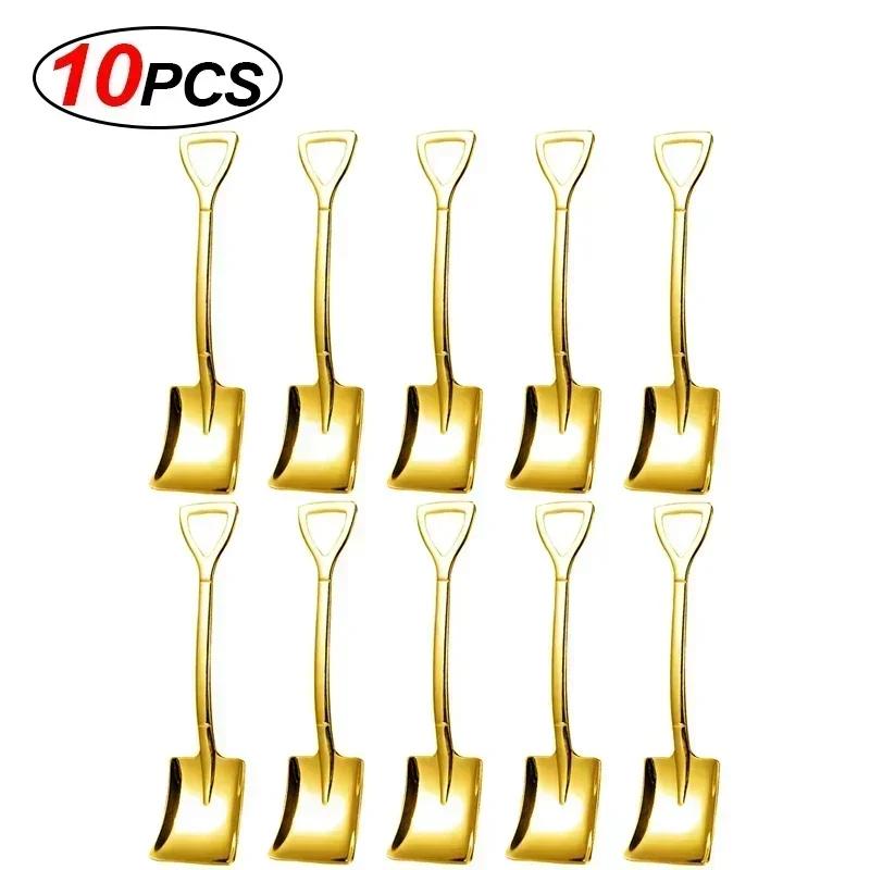 Creative Silver Shovel Spoons Stainless Steel Coffee Fruit Watermelon Ice Cream Dessert Scoops Spoon Teaspoon Kitchen Tableware