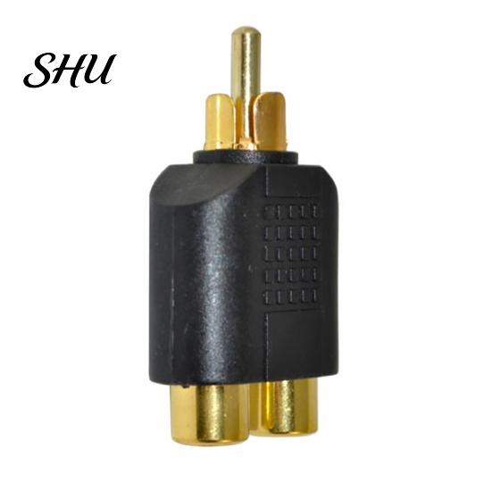 RCA Male To Double Female Socket AV Audio Video Signal Y Splitter Plug Adapter