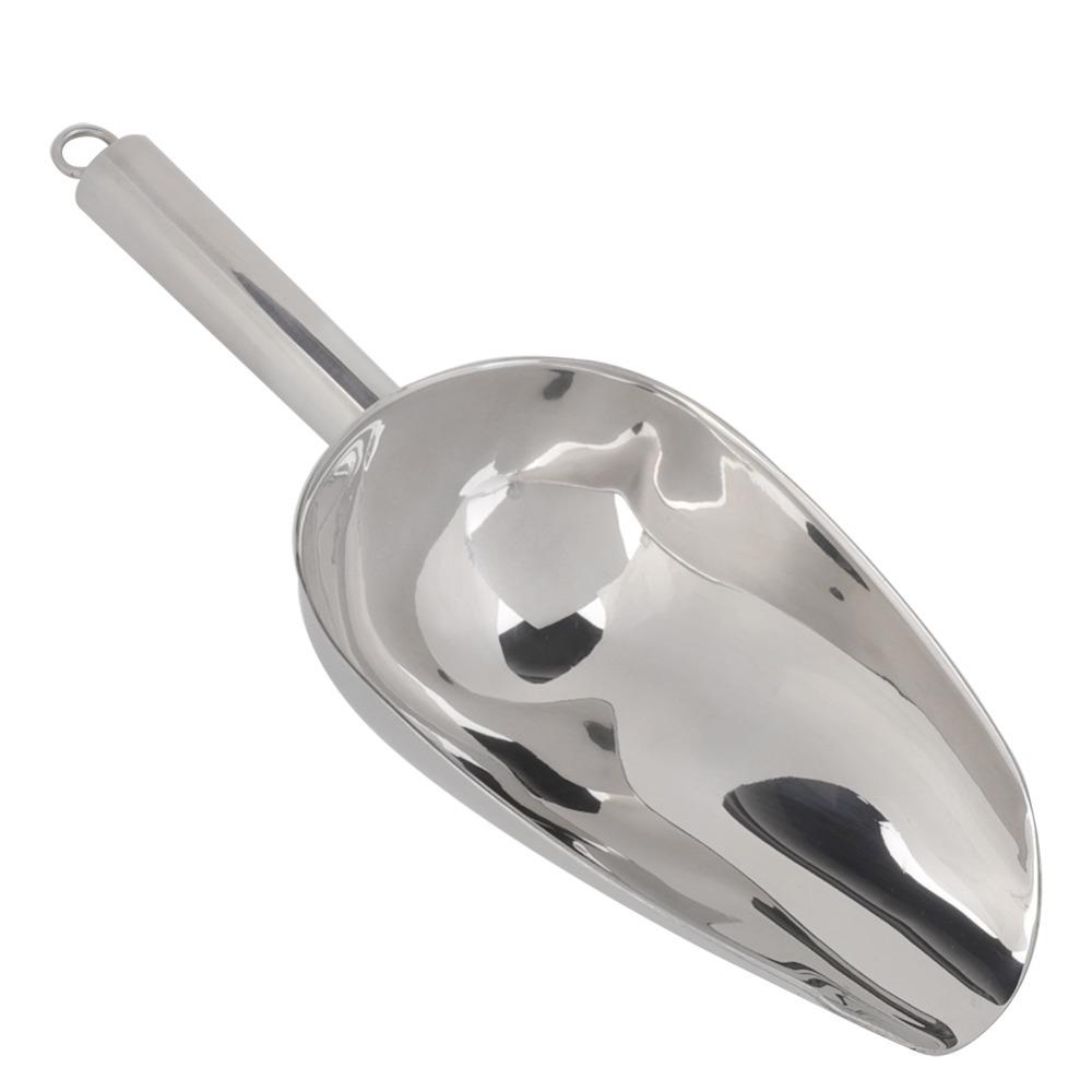 Durable Stainless Steel Ice Scoop Straight Handle Multifunctional Food Scoop Silver Utility Scooper Freezer