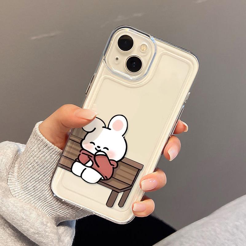 Applicable to iPhone17promax snickering shy rabbit rabbit space phone case Apple 16/15 fine hole 14th generation