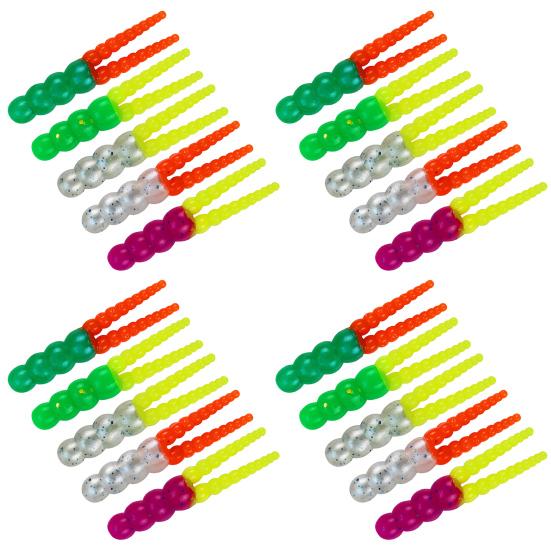 20Pcs 5CM/2G Soft PVC Worm Bait Fork Tail Two-color Bionic Artificial Worm Lure Swimbait Saltwater Freshwater Fishing Accessories