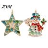 Coastal Style Holiday Decor 2Pcs Sea Glass Christmas Ornament, Seaglass Heart Bird Angel Tree Star Party Decoration Snowman Pendant, Handmade