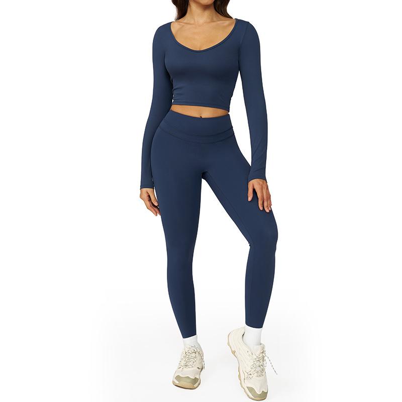 JYL Quick Dry Brushed Yoga Set Hollow Back High Waist Outfit
