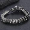 Vintage Animal Jewelry Dragon Body Chain Bracelet Men Solid Stainless Steel Men's Bracelets with Green Eyes Wrist Accessories