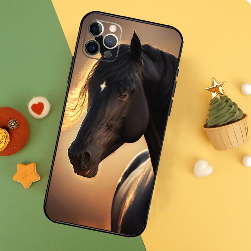 Beautiful Black Horse Phone Case For iPhone 17 16 14 13 12 11 15 Pro Max 12 13 Mini 16E 17 Air Shockproof Cover
