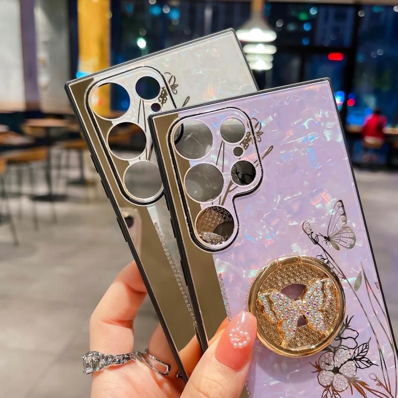 Suitable for Samsung Galaxy S24ultra Mobile Phone Case Fashion Luxury Flash Drill Bracket A72 A55 Protective Case S23